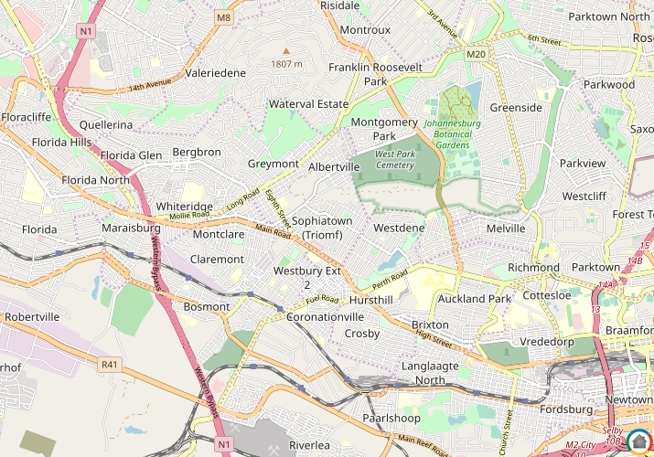 Map location of Sophiatown
